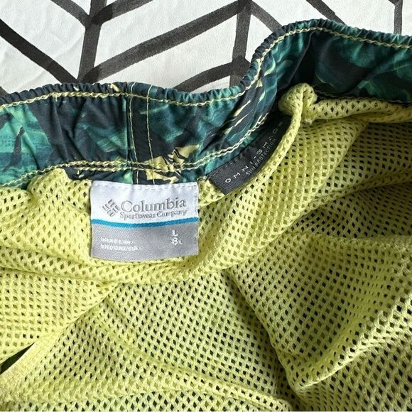 Columbia Men's Size L Blue and Green Tropical Floral Print Swim Trunk Shorts - Picture 4 of 4